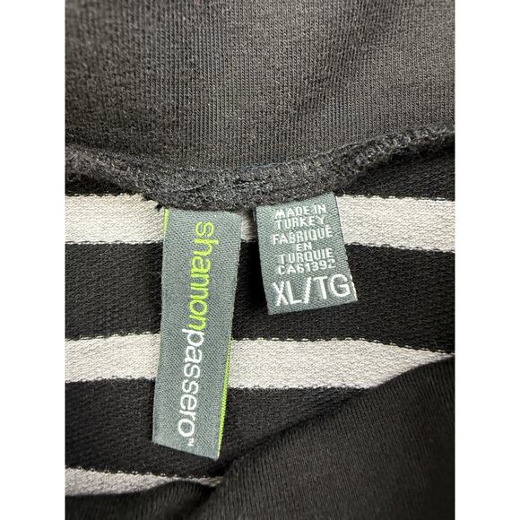 Shannon Passero Charlie Top Funnel Neck Batwing Black White Striped Knit XL - Picture 2 of 9